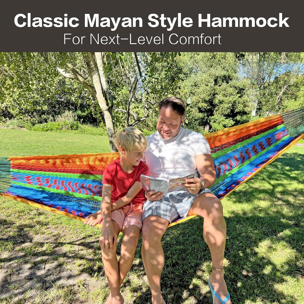 CHULIM Handwoven Mayan Hammock with 10ft Tree Straps, 550lbs Capacity Soft Ro...