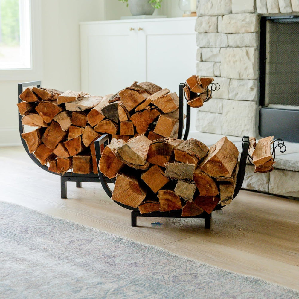 FireProof Pros Firewood Rack Outdoor and Indoor Firewood Storage with Kindlin...