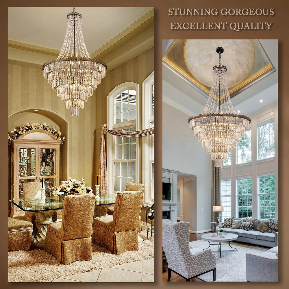 TOCHIC French Empire Crystal Chandelier 34" W Large High Ceiling Chandelier