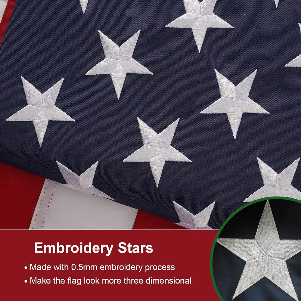 SYII American Flag 20x30 Ft Outdoor, Luxury Embroidered Stars and Roped Headi...