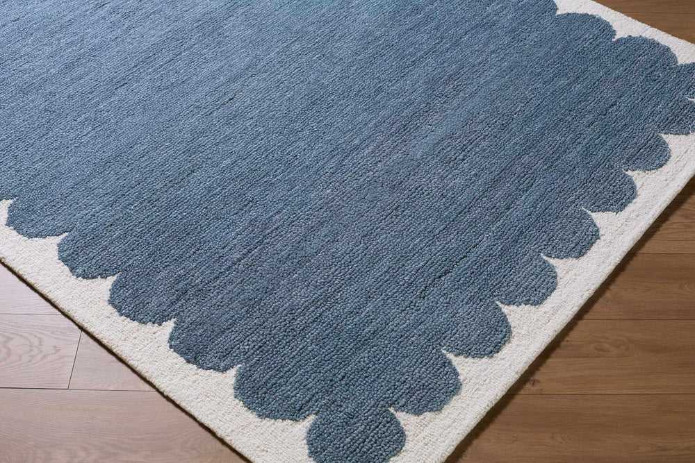 Hauteloom Kazuto Wool Living Room, Bedroom Area Rug - Scalloped Border Plain ...