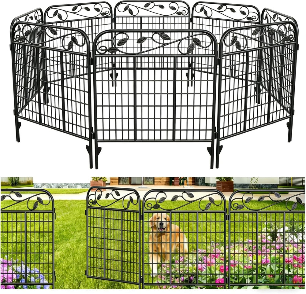 AMAGABELI 4 Panels 44 in(H )X 12 ft(L) Decorative Garden Fence Gate,Dog Fence...
