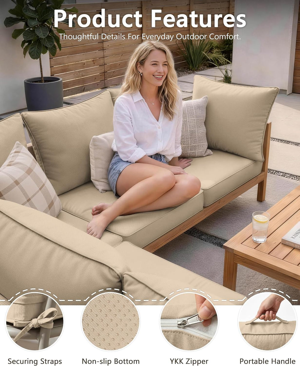 Outdoor Patio Chair Cushions Set 22 L X 24 W X 5 H Waterproof & Fade Resi...