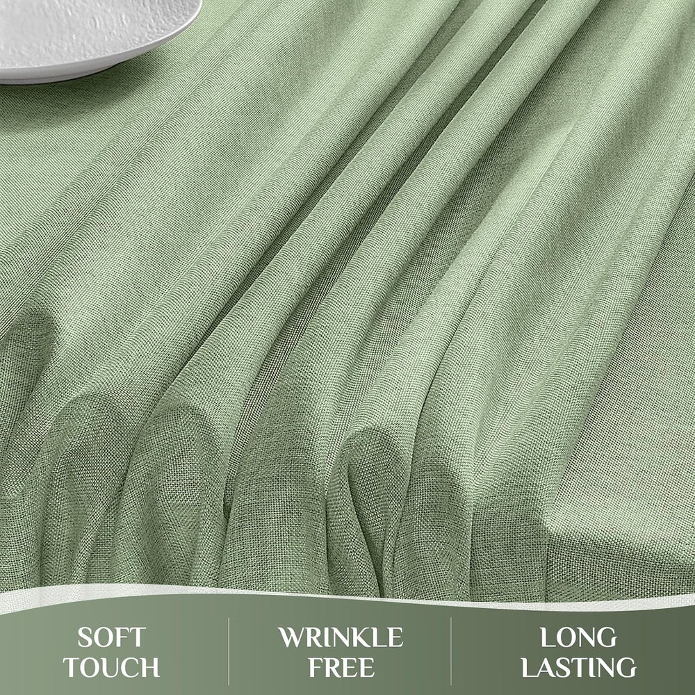 Softalker Extra Long Sage Green Table Cloth 144 x 60 inch Rectangular Faux Li...