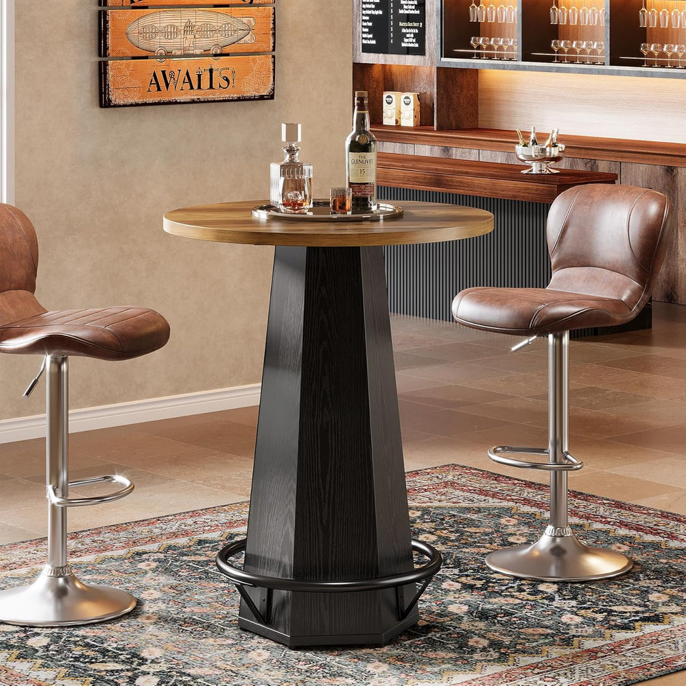Tribesigns Round Bar Pub Table High Top, 39.4" H Bistro Cocktail Table w...
