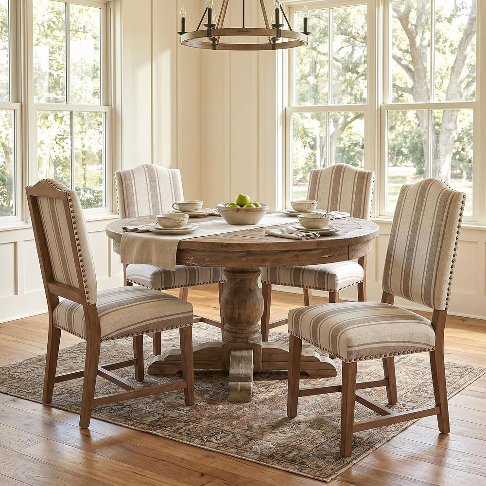 ROCITY Linen Dining Chairs Set of 6 Upholstered Farmhouse Dining Room Chairs ...