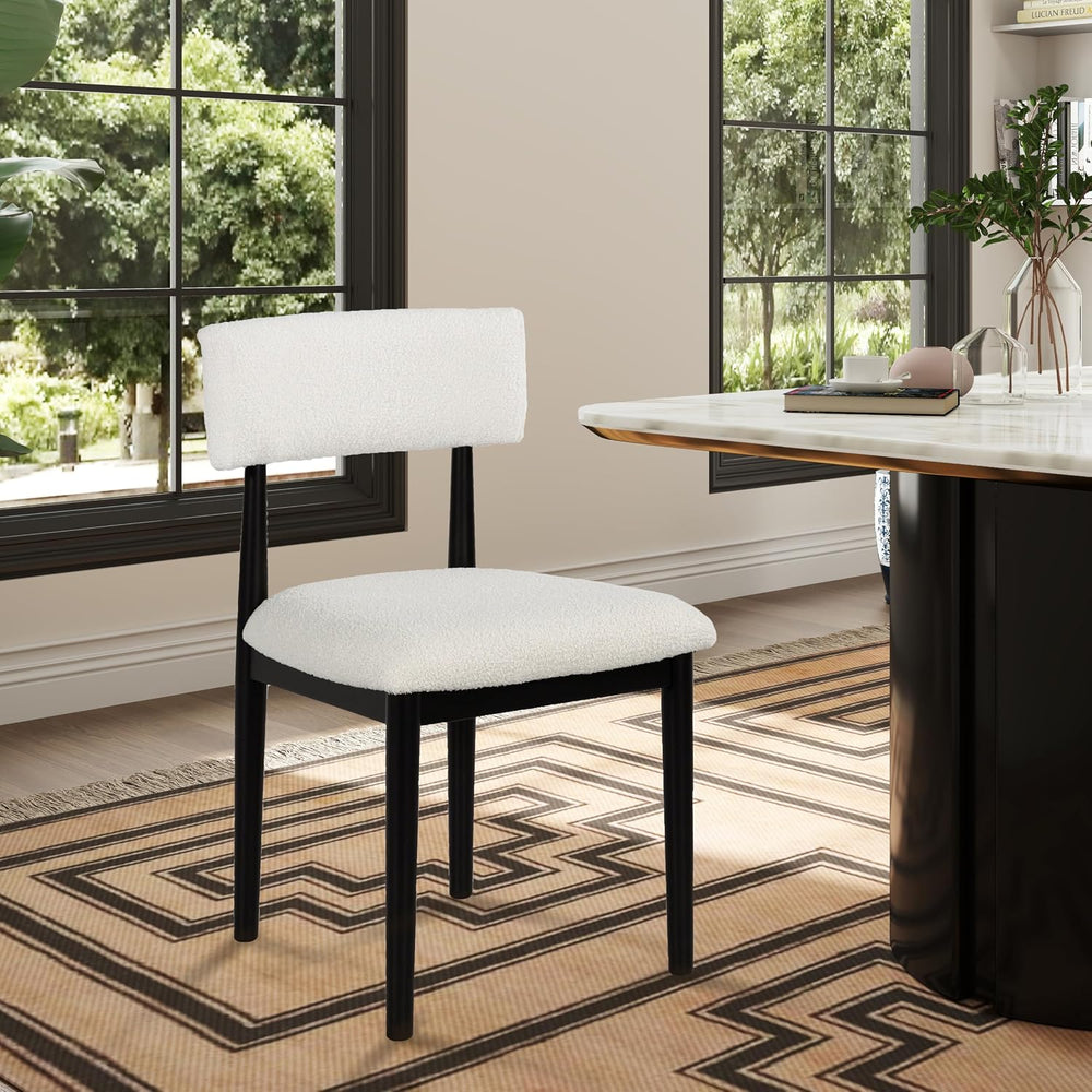 Roundhill Furniture Ellis Boucle Upholstered Dining Chairs, Set of 2, White/M...