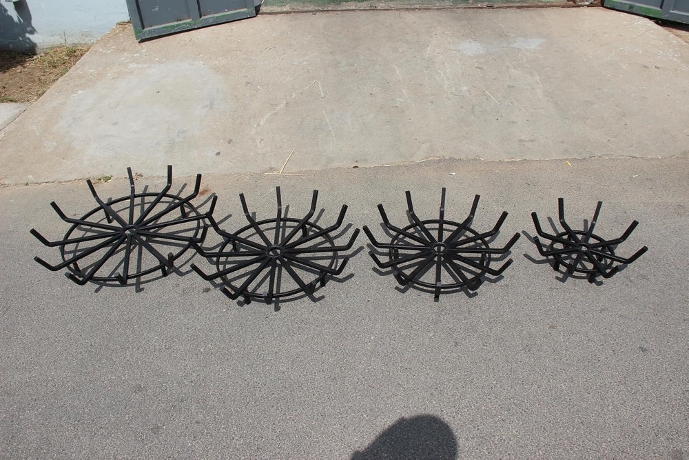 Inch Log Grate Wrought Iron Fire Pit Round Spider Wagon Wheel Firewood Heavy ...