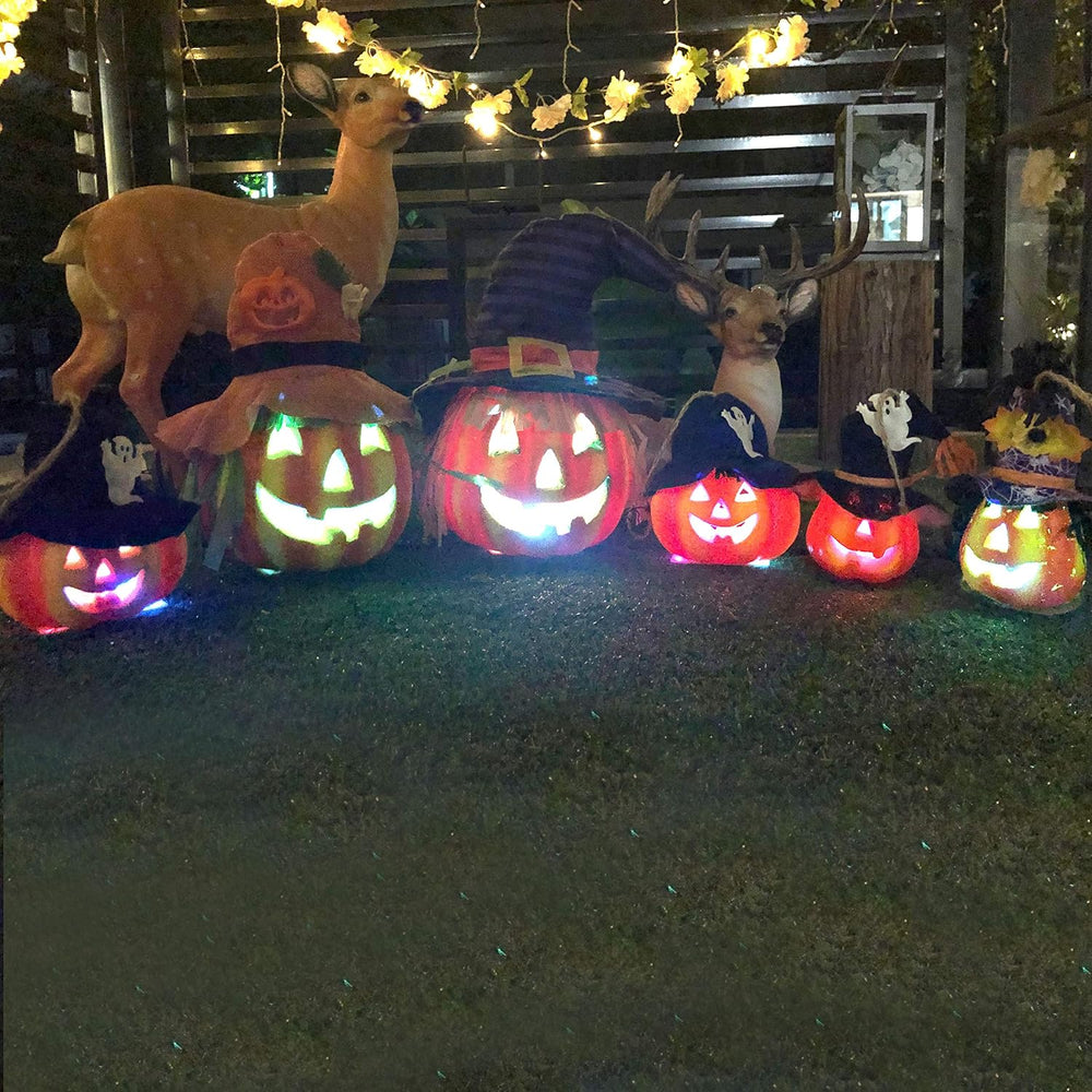 JOYIN 6 Pcs Light Up Pumpkins Halloween Decorations Outdoor Indoor Jack O Lan...