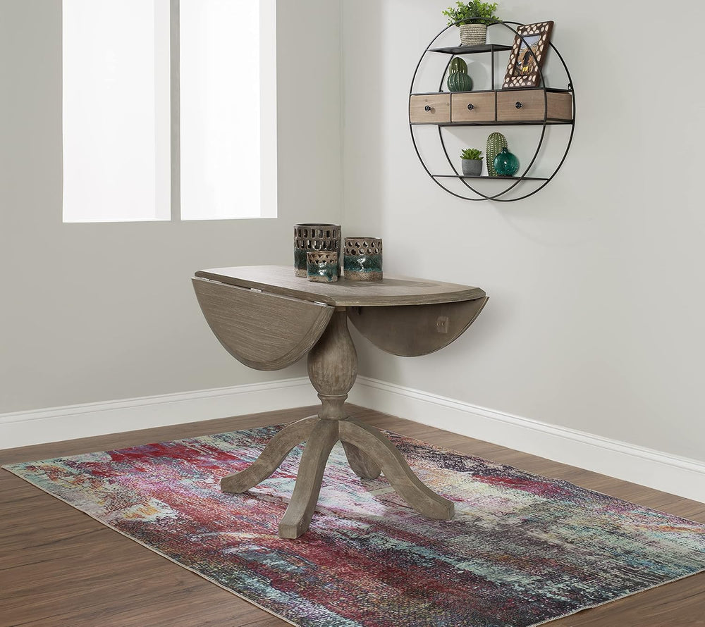 Linon Home Decor Mauro Antique Rustic Brown Drop Leaf Small Dining Table with...