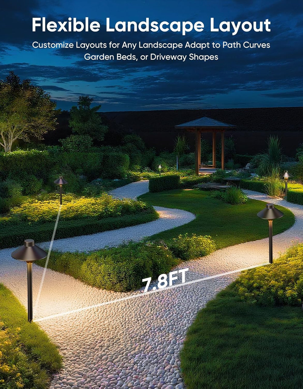 PARTPHONER Low Voltage Landscape Lighting 6-Pack, Aluminum 12V Pathway Lights...