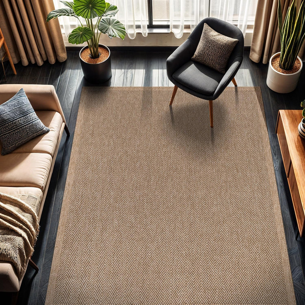 CAMILSON Easy Jute Rug 10x14, Indoor Outdoor Natural Color Fiber Area Rugs fo...
