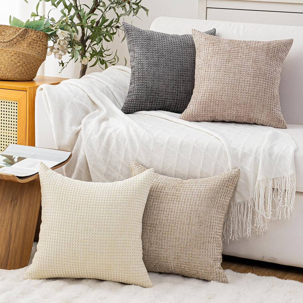 Pack of 4 Throw Pillow Covers 24x24” Boho Cushion Covers for Living Room