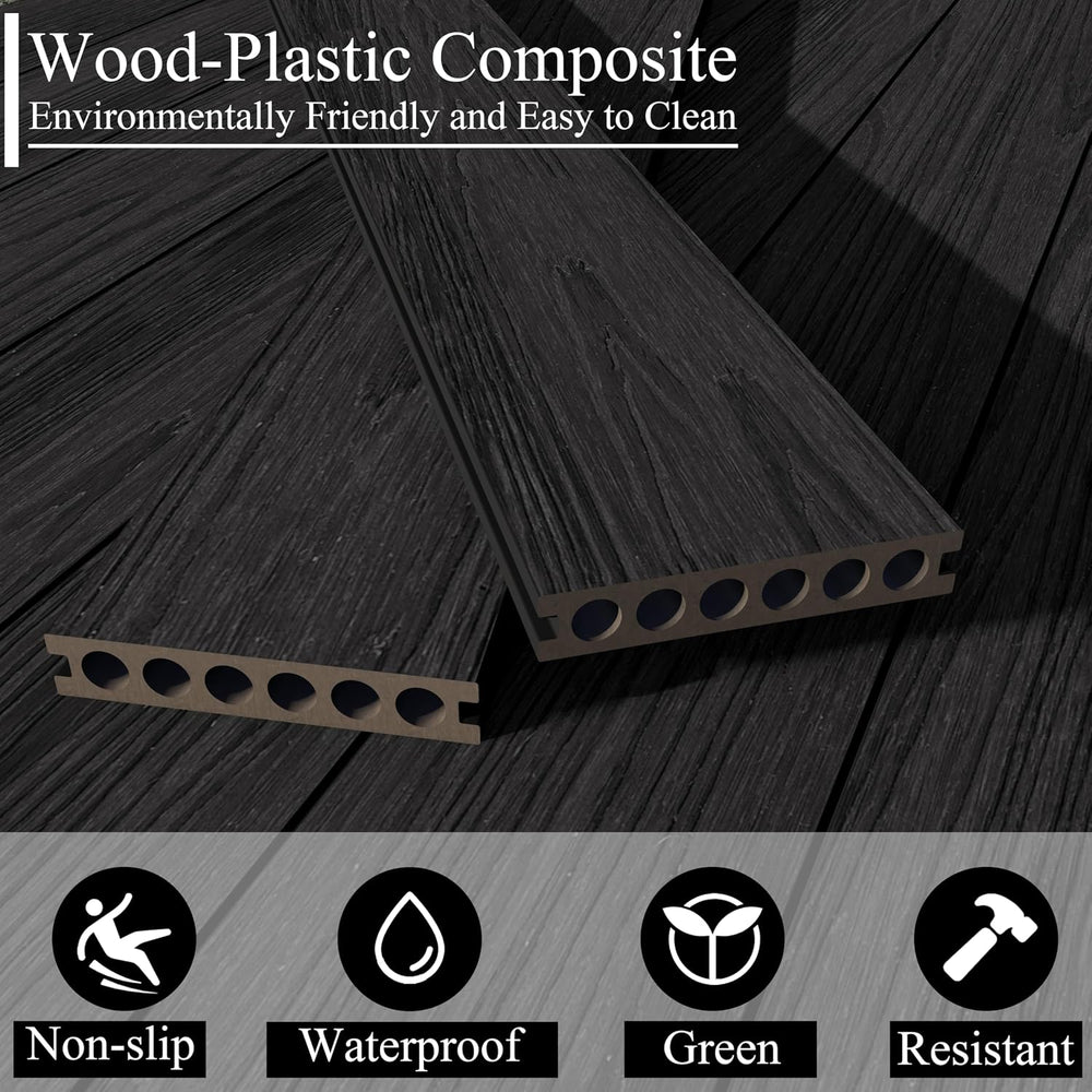 Outdoor Composite Decking Boards 96'' x 5.4'' x 0.9''...