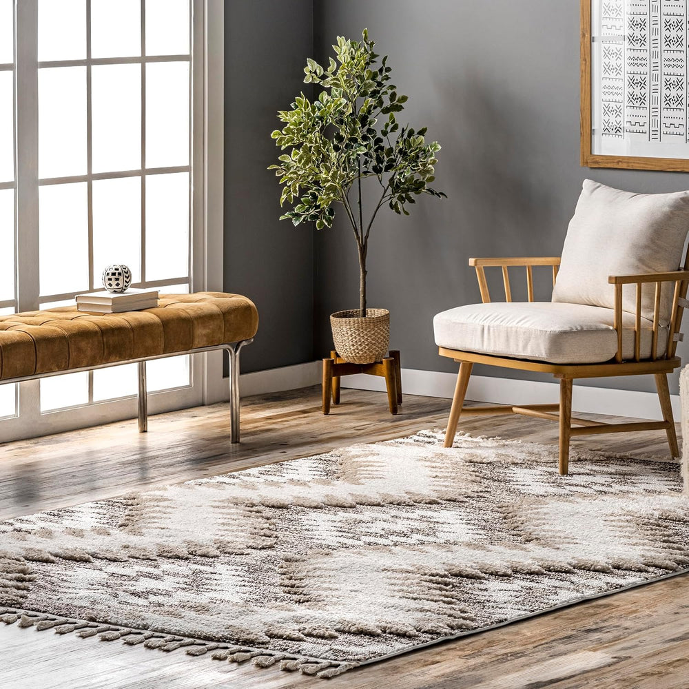 nuLOOM Adelade Beige Geometric Power Loomed Area Rug, 9' x 12'