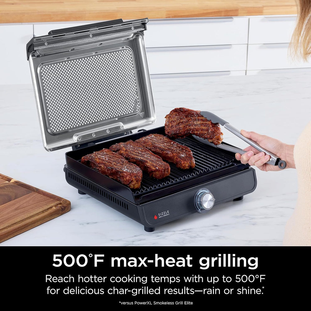 Ninja® Sizzle™ Indoor Grill & Griddle, 14'', 500°F, Grey/Silver, ...