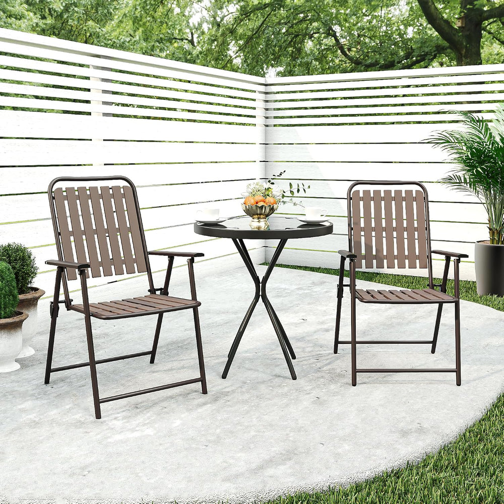 3 Pieces Patio Bistro Set Folding Small Table Chairs Set for 2 Outdoor Bistro...