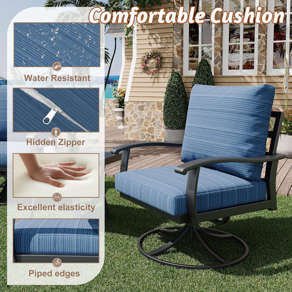 HOMREST Patio Furniture Sets 7 PCS Outdoor Metal Conversation Sets, 360 Degre...