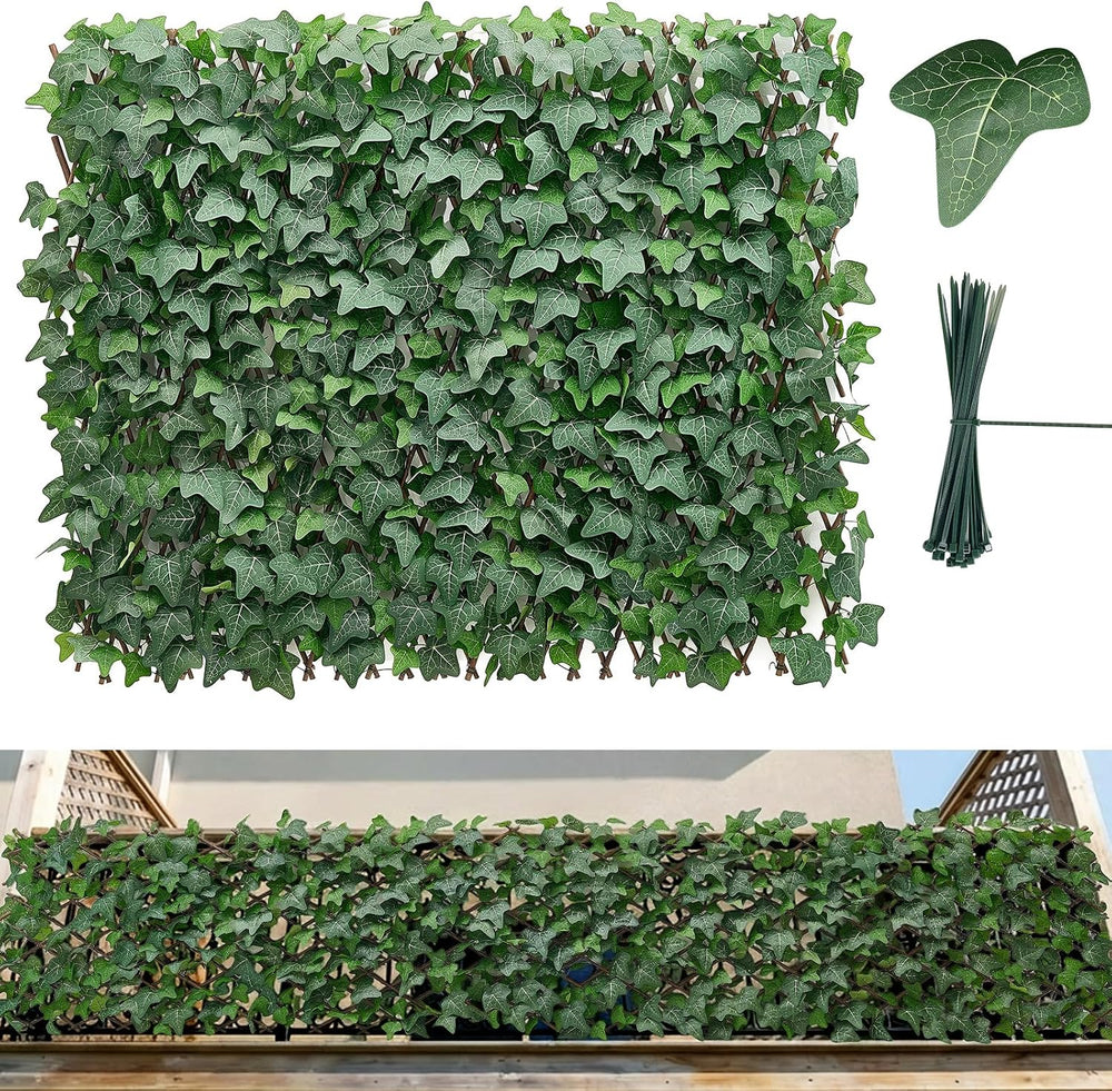 VEVOR Expandable Fence Privacy Screen, 25 x 126 in Expand Artificial Plant Wa...