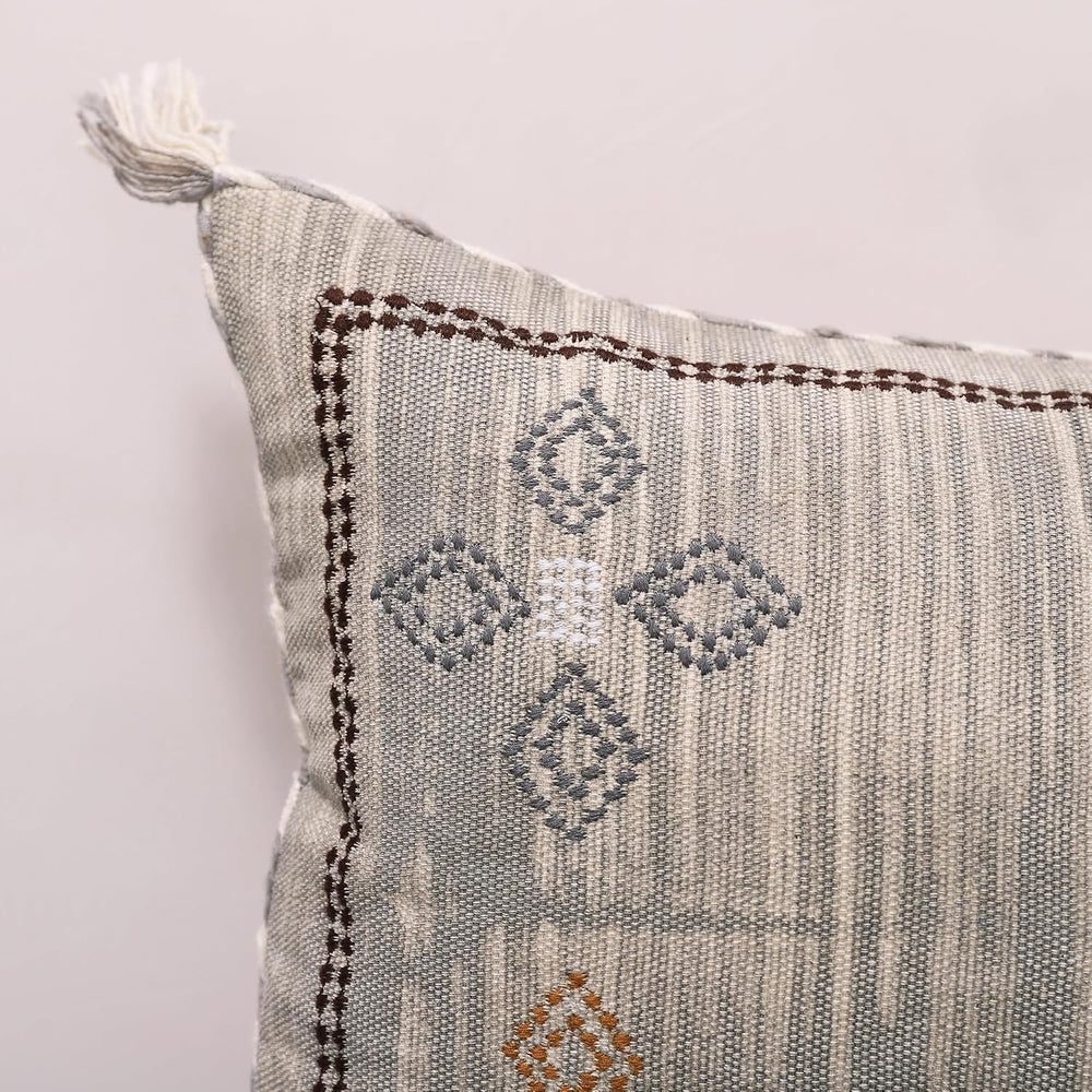 Labhanshi Hand-Woven Cotton Lumbar Pillow Cover, White, 12x28