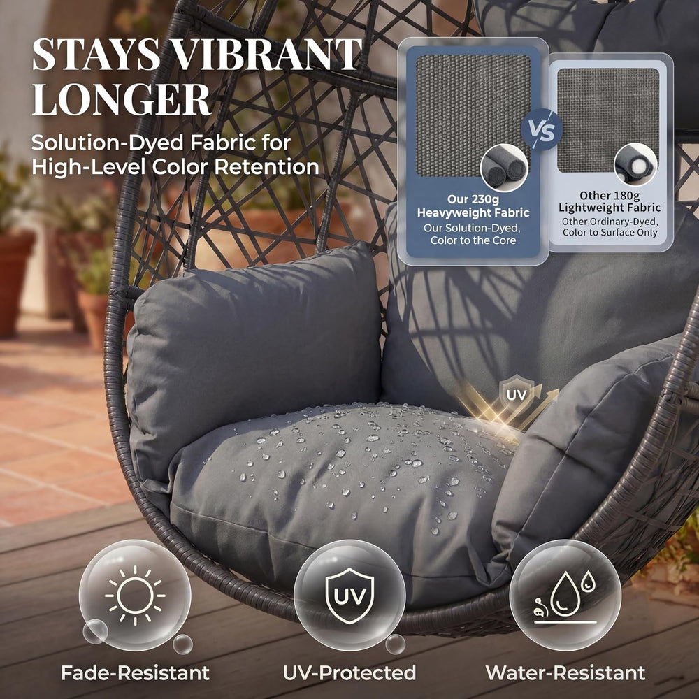 NICESOUL Swing Egg Chair with Stand, Bird Cage Patio Hanging Chair with Cushi...