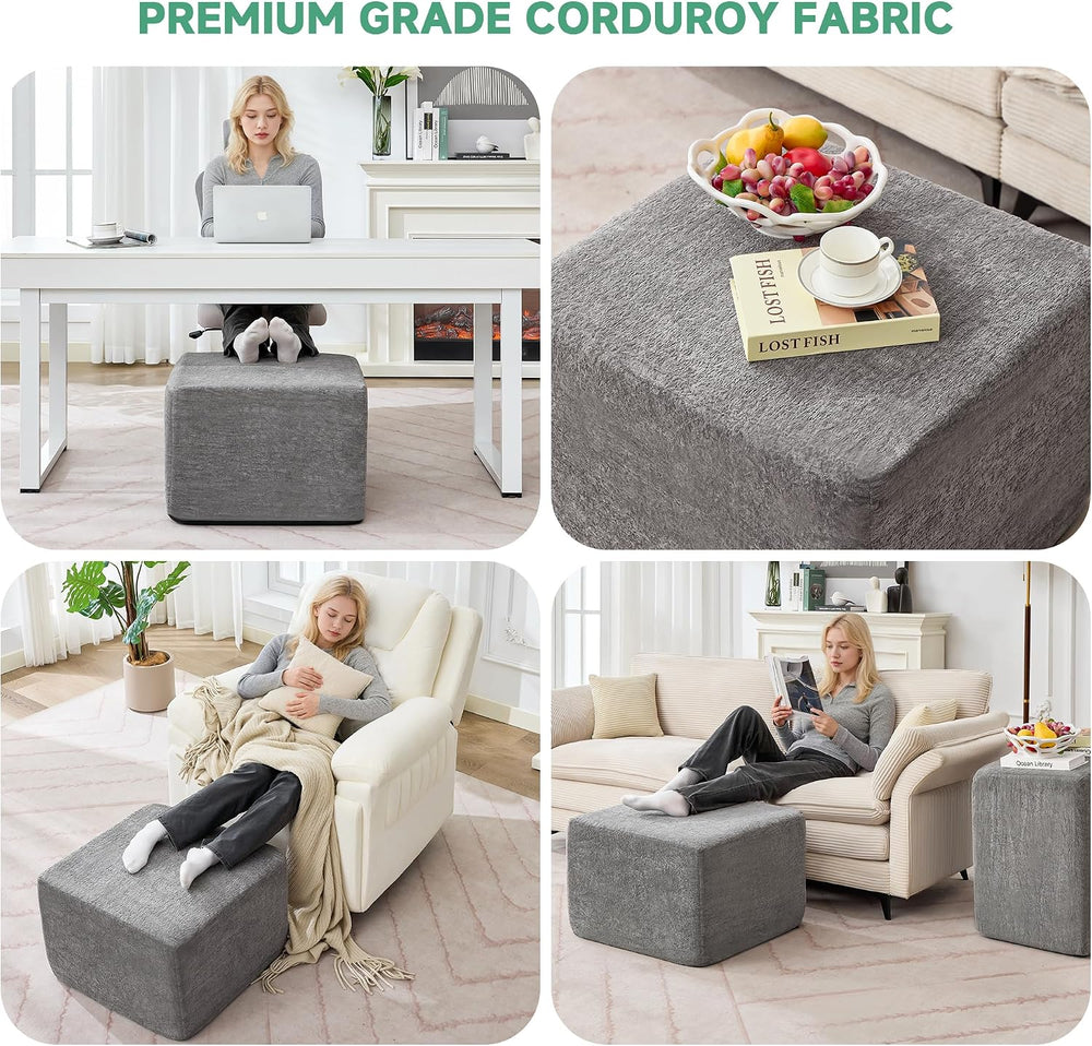 23.6'' Square Pouf Boneless Ottoman Foot Rest with High-Rebound Solid...