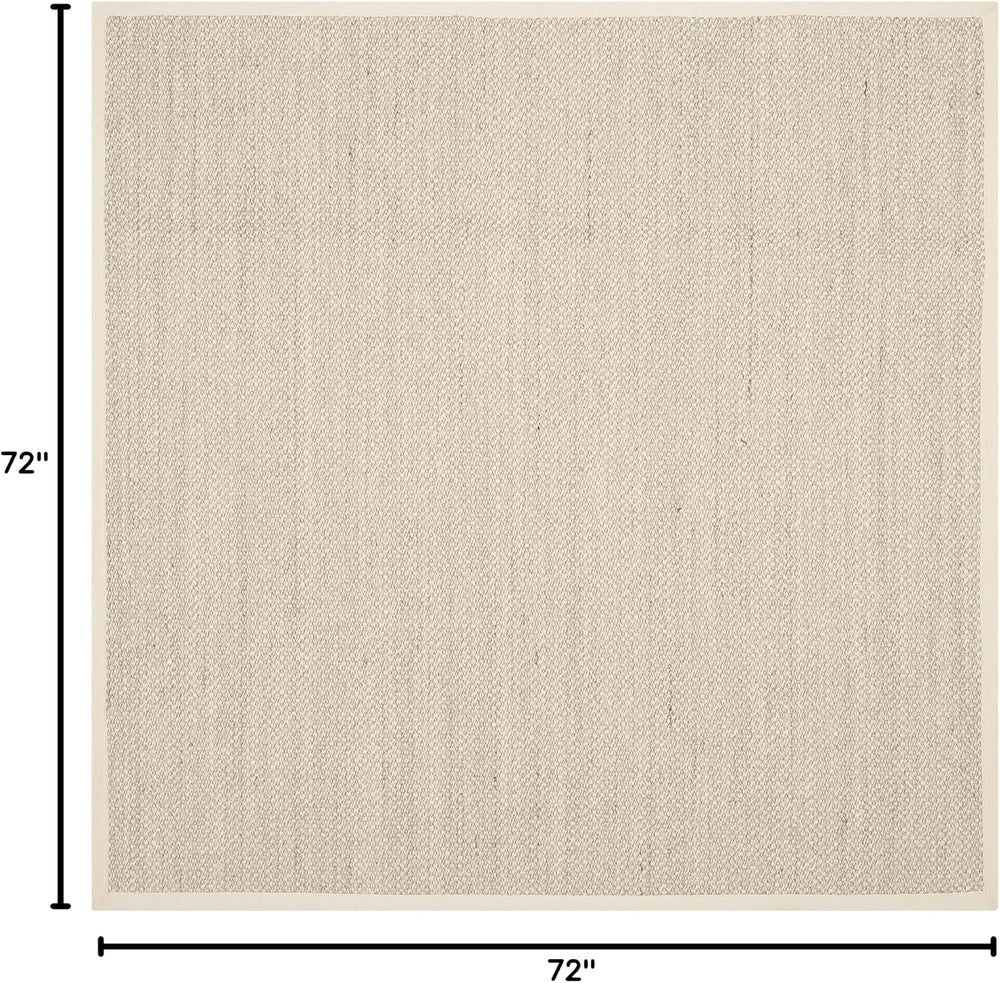 SAFAVIEH Area Rug 6' Square - Natural Fiber Collection - Marble & Bei...