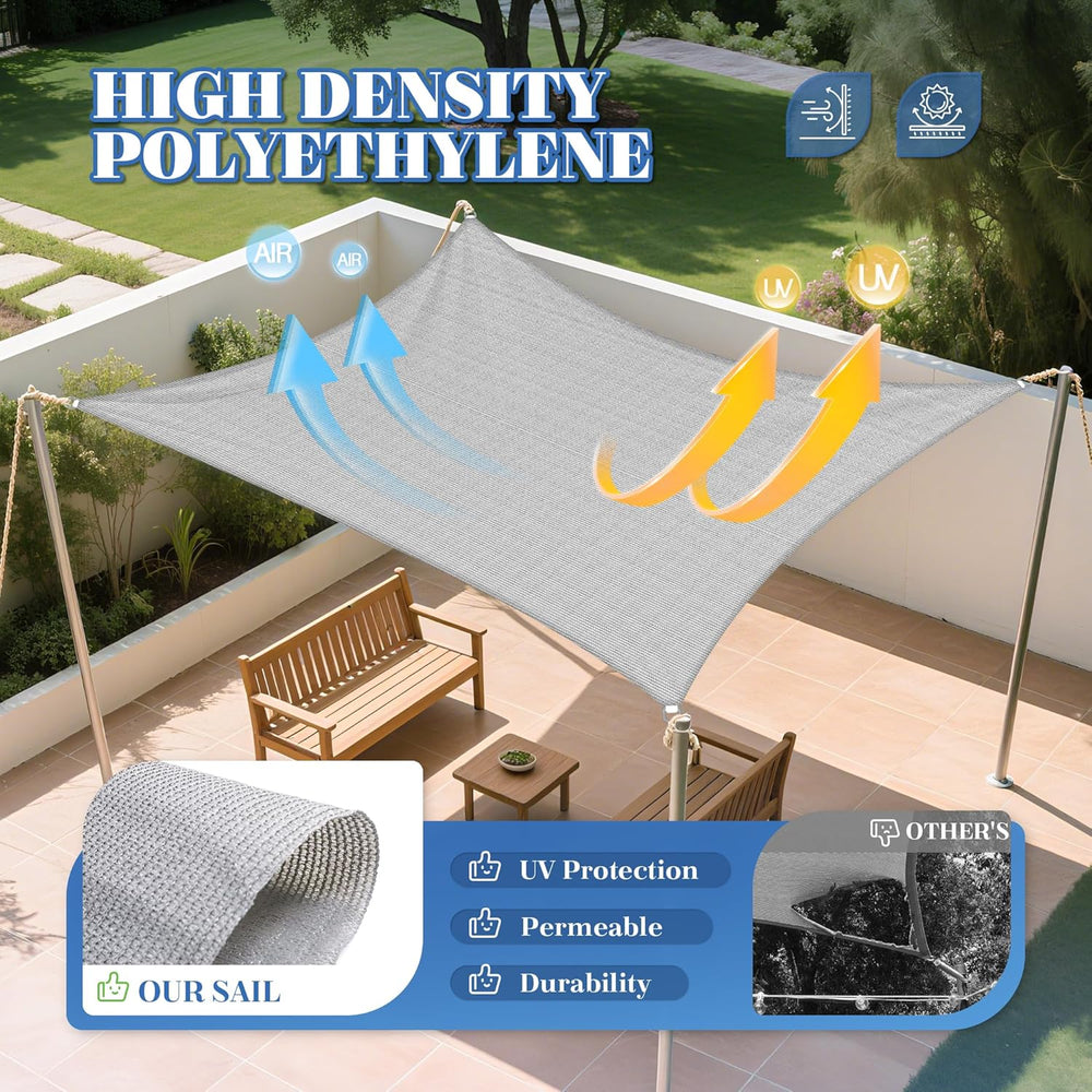 ECOOPTS 20'x20' HDPE Sun Shade Sail Rectangle Canopy Shades for Outdo...