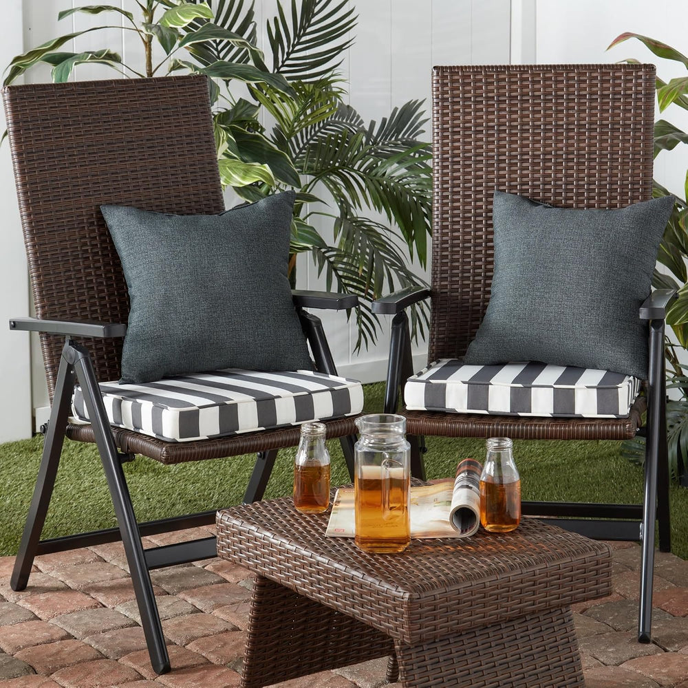 Outdoor 18 inch Square Patio Dining Chair Pads – Comfortable Fiber-Filled Sea...