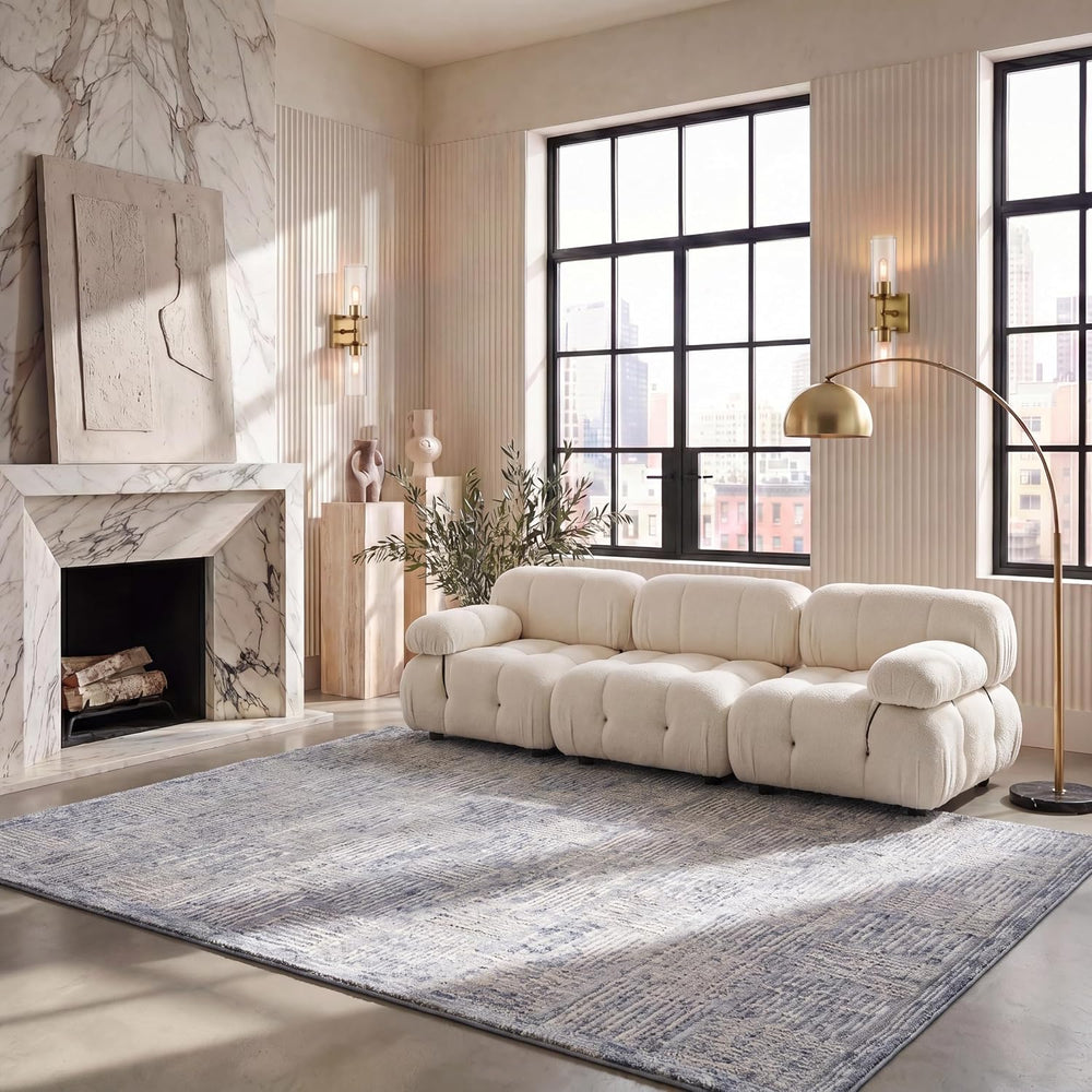 SAFAVIEH Area Rug 8x10 - Abstract Collection - Large - Light Blue & Ivory...