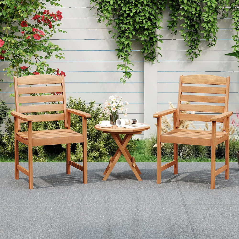 Tangkula Wood Patio Dining Chairs Set of 2, Wooden Outdoor Dining Chairs with...