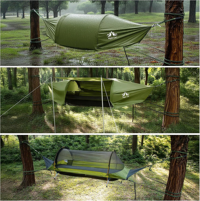 Night Cat Flat Lay Hammock: Non-Rolling Hammock Tent for Adults 1 Person 330LBS