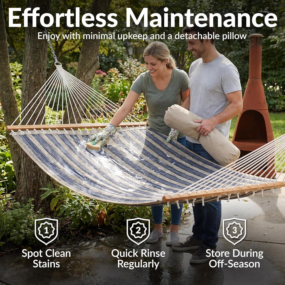 Sunnydaze Quilted Double Hammock for Outside with Pillow, Mountainside