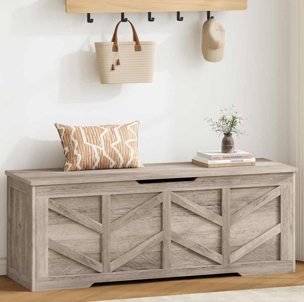 Extra Large Storage Chest, Storage Bench with 2 Safety Hinges
