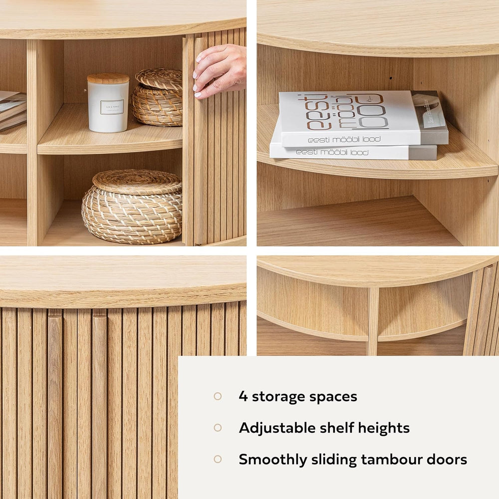 WERMO 35'' Round Coffee Table with Storage and Shelves - Round Center...