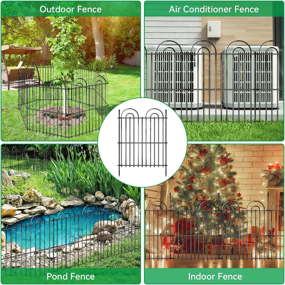 25 Panels No Dig Decorative Garden Fence, 32in(H) X 50ft(L) Tall Dog Fence Ou...