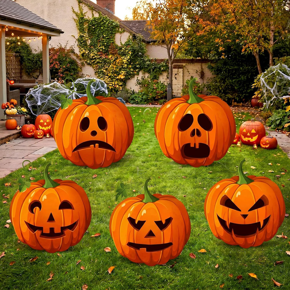 Capoda 5 Pcs Large Halloween Pumpkin Cardboard Cutouts Decor, 18.5 inch
