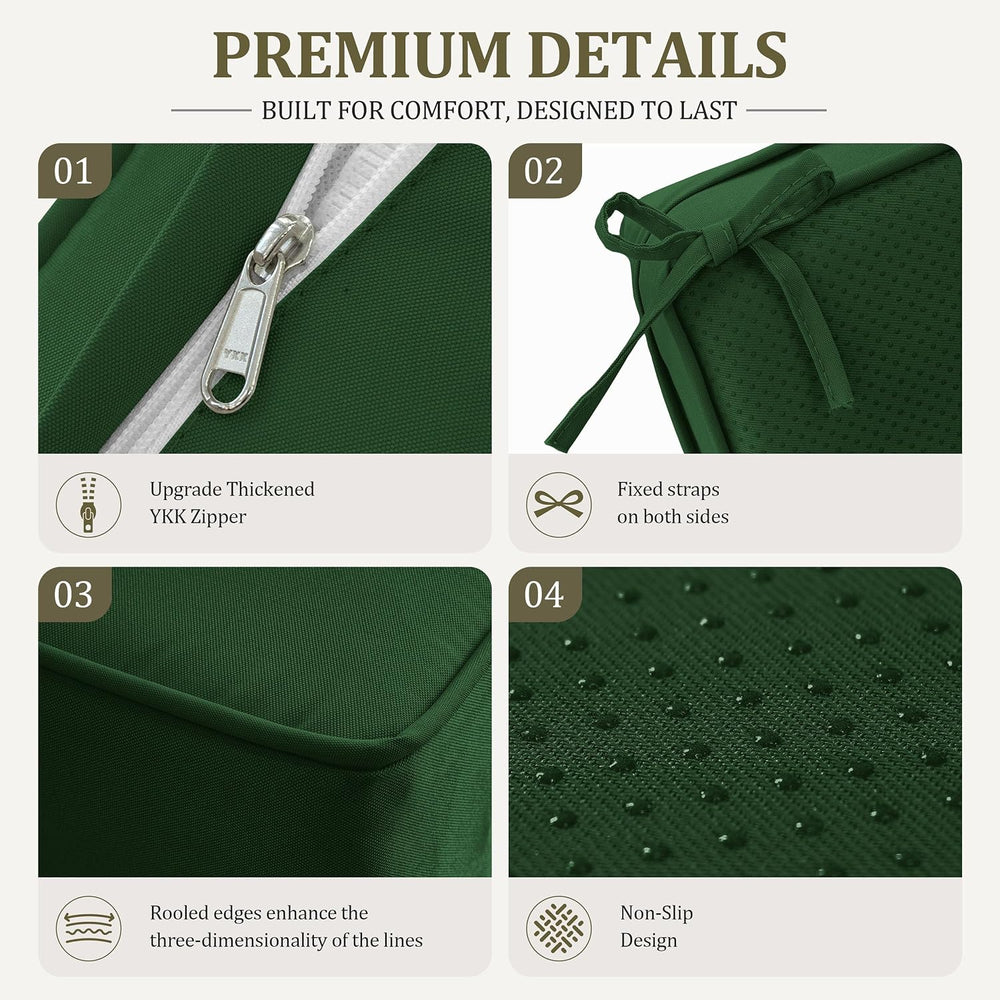 3 Pcs Outdoor Patio Furniture Cushion Replacement Cover, Cover Only - Green