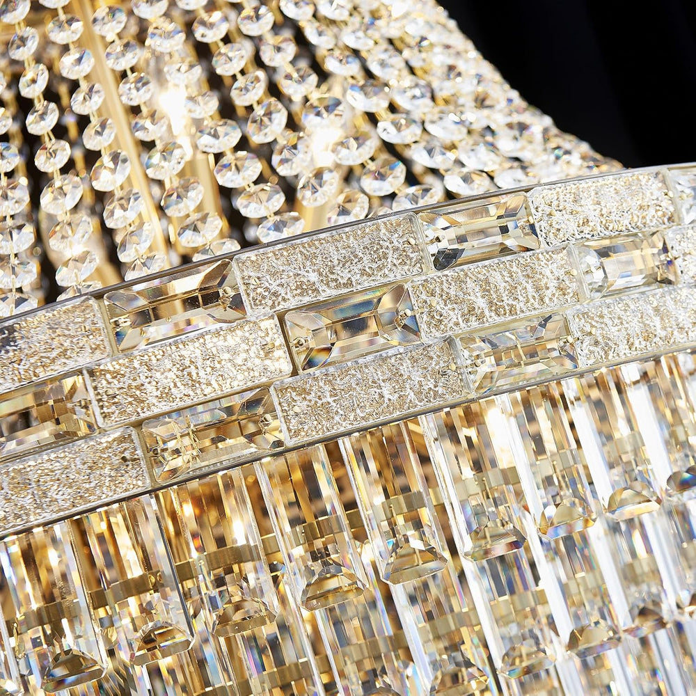 Large Luxury Gold Crystal Chandeliers 25 Lights Modern Chandelier for High Ce...