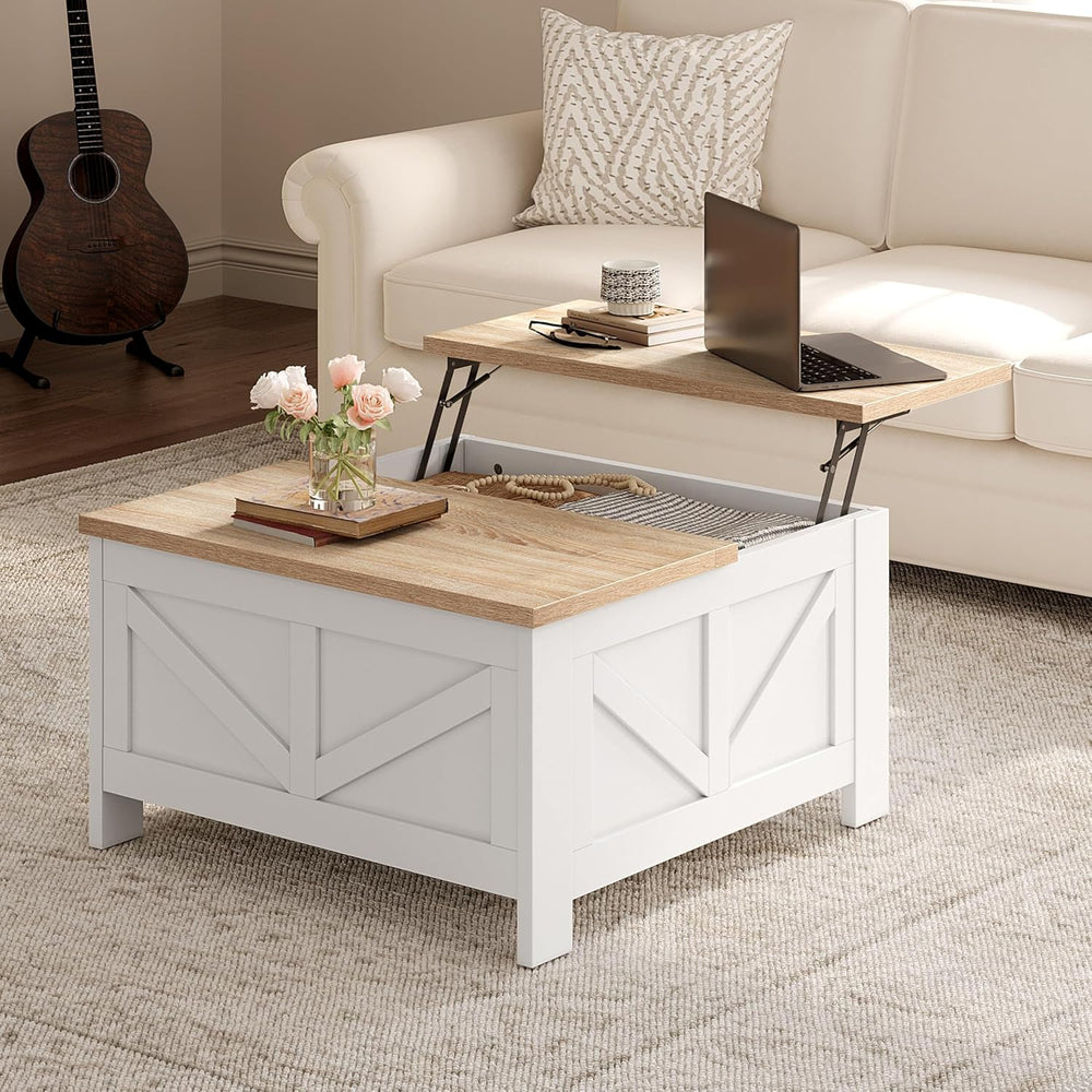 Yaheetech 31.5" Square Lift Top Coffee Table with Storage, White&Lig...