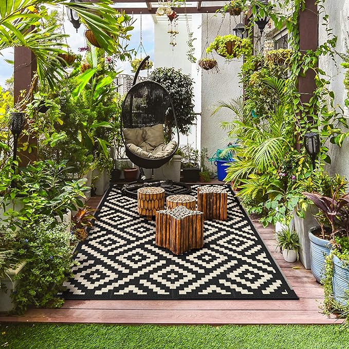GENIMO Outdoor Rug for Patio Clearance,6'x9' Waterproof Mat,Reversibl...