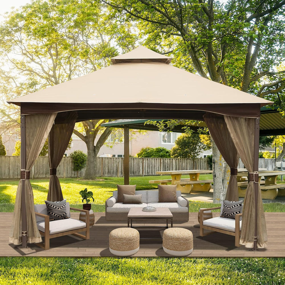 Domi 10' x 13' Outdoor Canopy with Mosquito Netting, Double Roof Soft...
