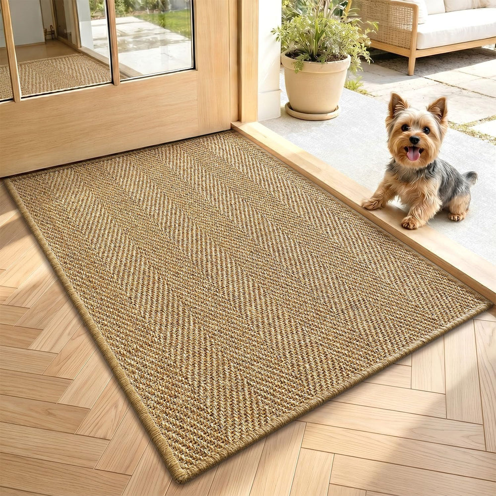 LUMI Indoor Door Mat 20"x32", Non-Slip Handwoven Sisal Rug, Herring...