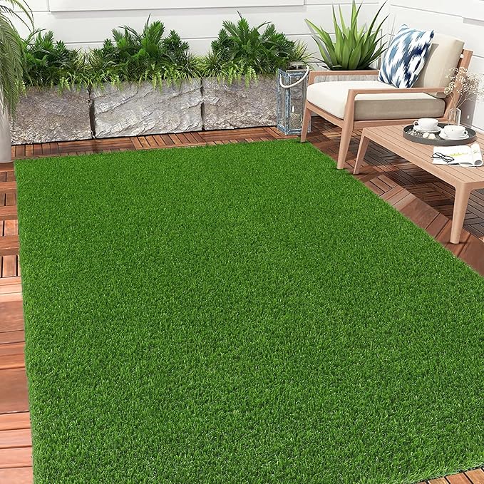 Bsmathom Artificial Grass Rug Indoor Outdoor Rug, 4x6Ft Artificial Grass Area...
