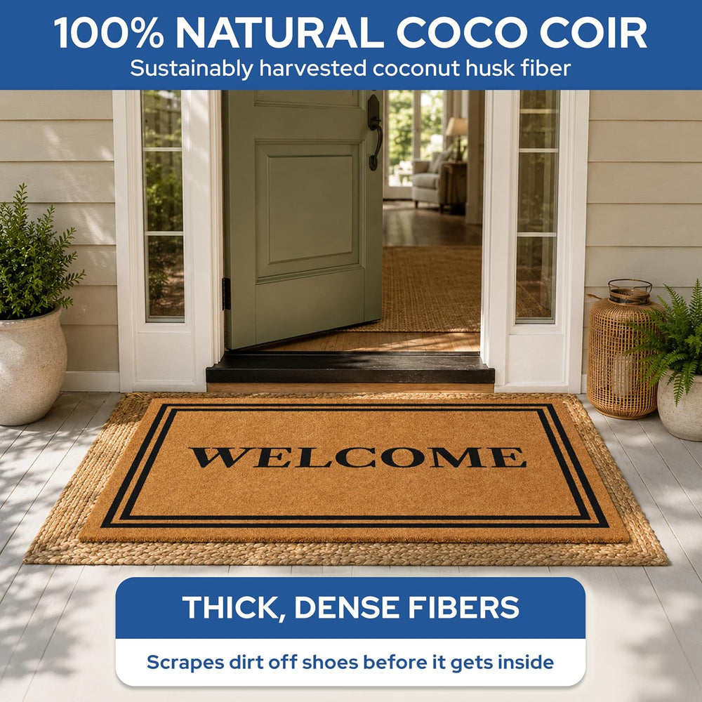 Barnyard Designs Natural Coco Coir Non-Slip Doormat (30x48, Welcome)