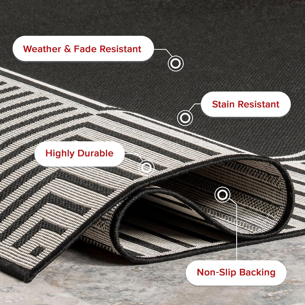 Nuloom Asha Black/Ivory, 5' x 8', Casual, Striped Border, Soft and Co...