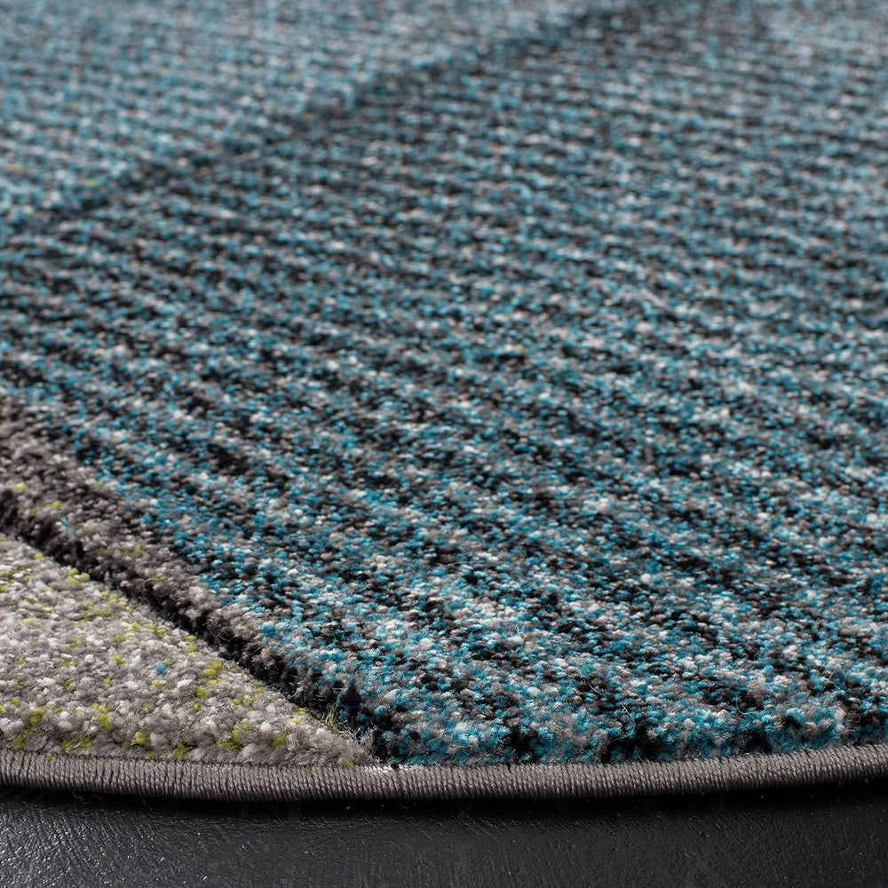 SAFAVIEH Hollywood Collection Area Rug - 9' Round, Grey & Teal, Mid-C...
