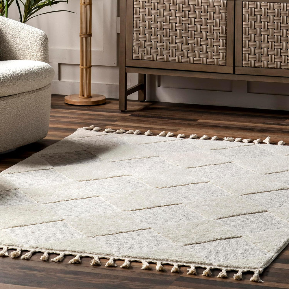 nuLOOM Marissa Off White Diamond Power Loomed Area Rug, 12' x 15'