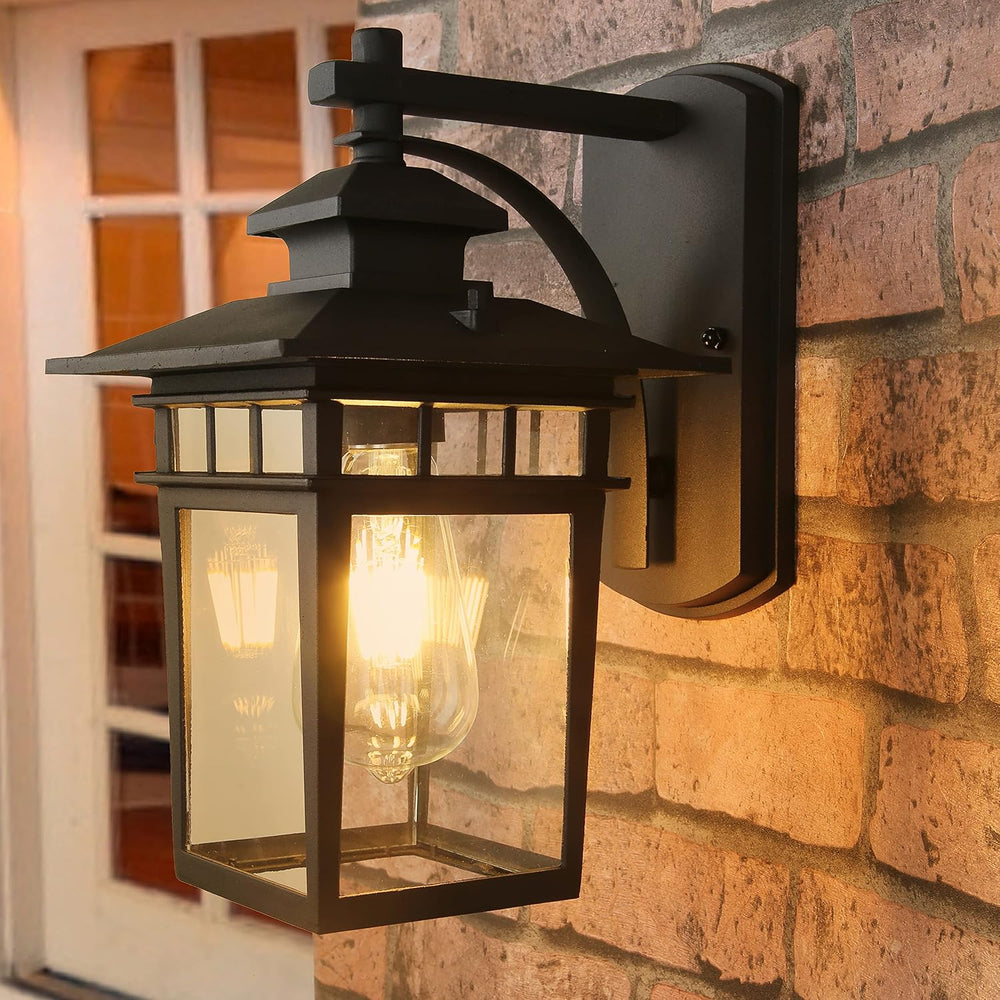 Modern Porch Light Wall Mount Black Exterior Wall Lantern for House Front Por...
