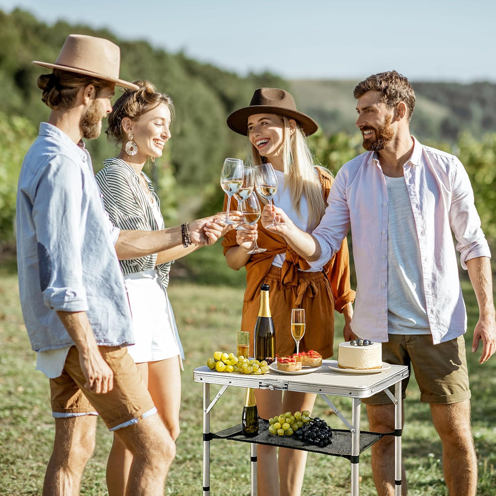 Folding Table Small, 24"Lx 16"W Aluminum Camp Table with Adjustable...